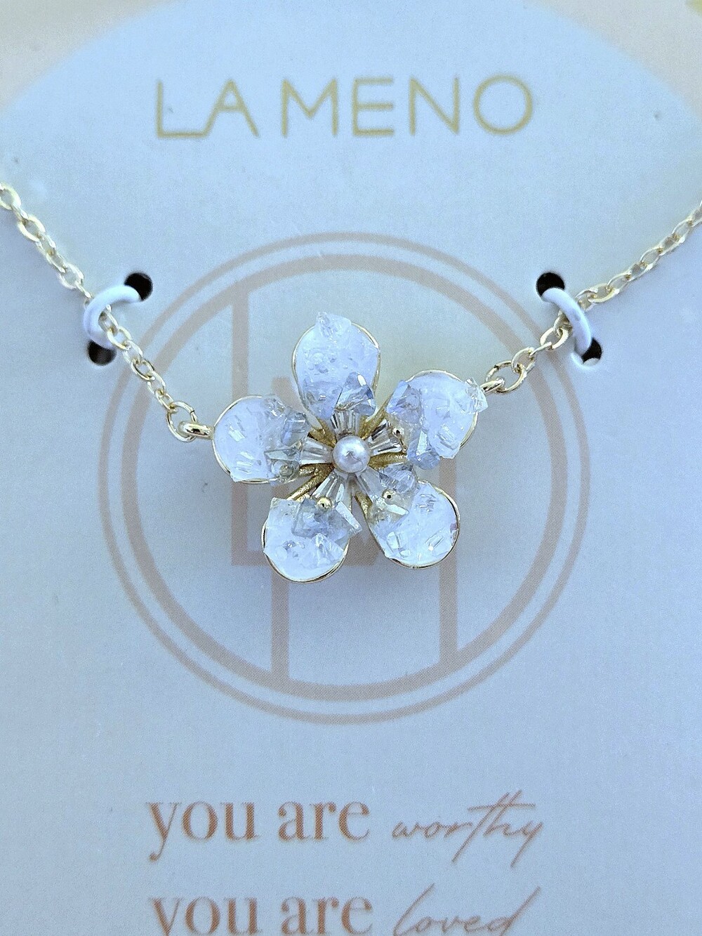 La Meno Stationary Druzy Flower🌸 Pendant Necklace - NIB - Picture 9 of 15